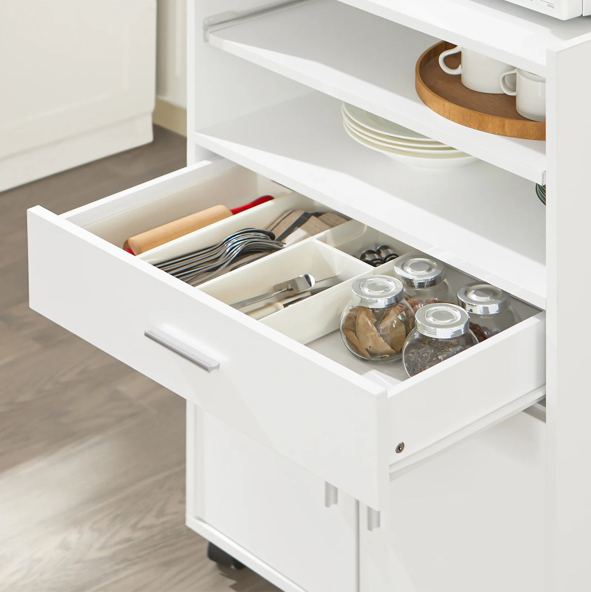 SoBuy FSB09 kitchen wardrobe kitchen cart rolling cabinet drink cart microwave wardrobe with one sliding shelf