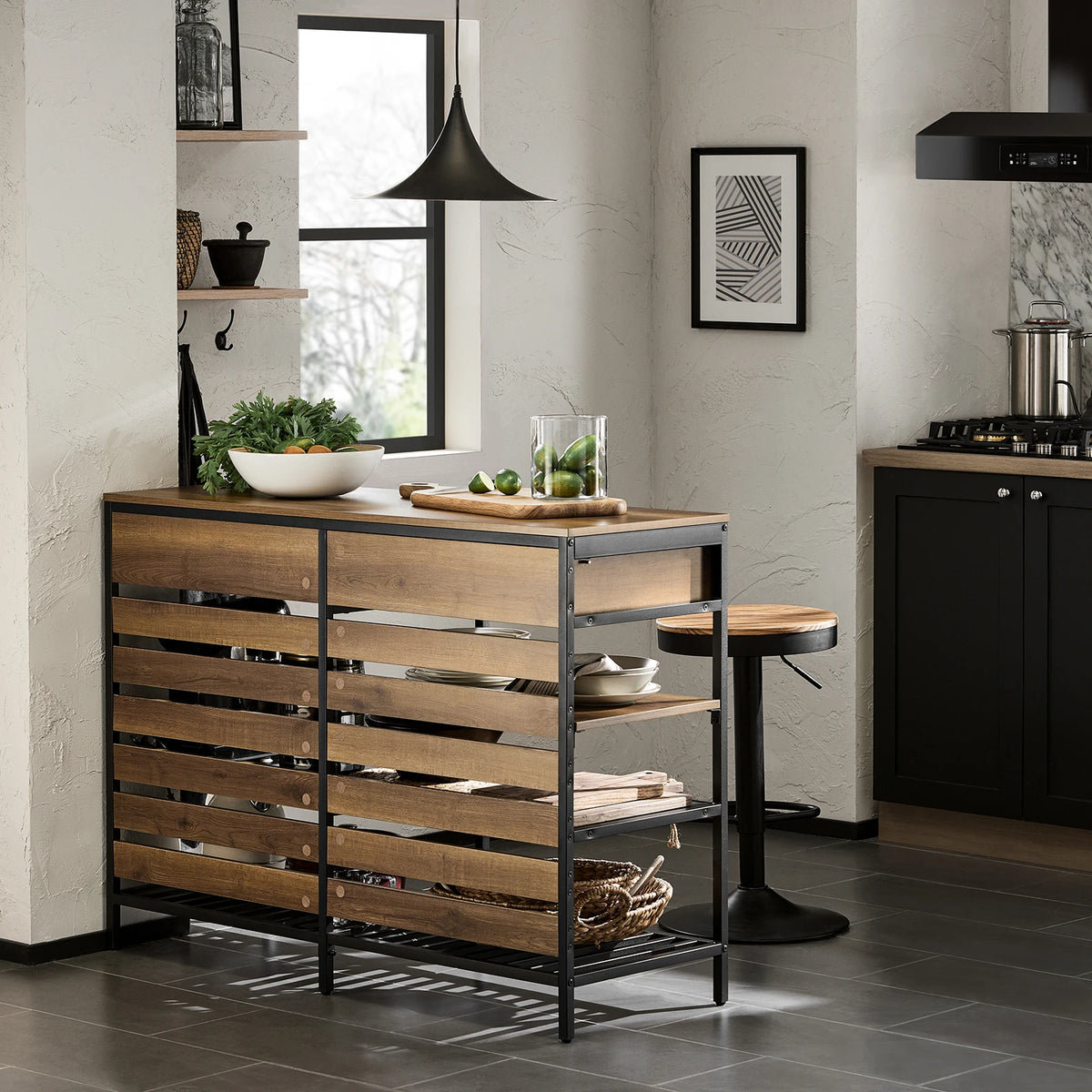 SoBuy FSB85-PF Kitchen Island Kitchen Rack kitchen Cart Sideboard with Drawer and Shelves Dresser Kitchen wardrobe