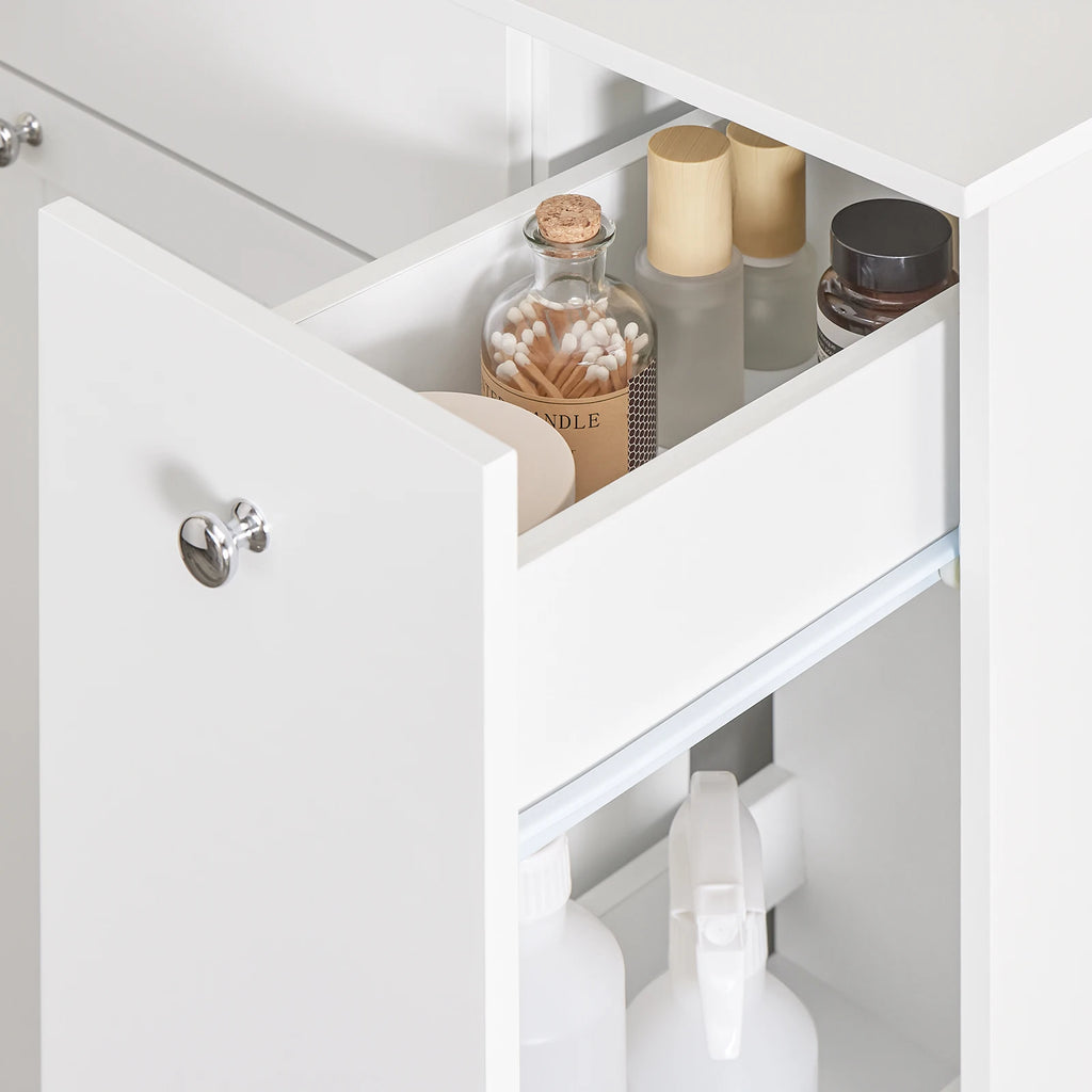 SoBuy BZR214-W Bathroom Cabinet with laundry collector, 1 drawer, 2 baskets & pull-out compartment 78x38x90cm