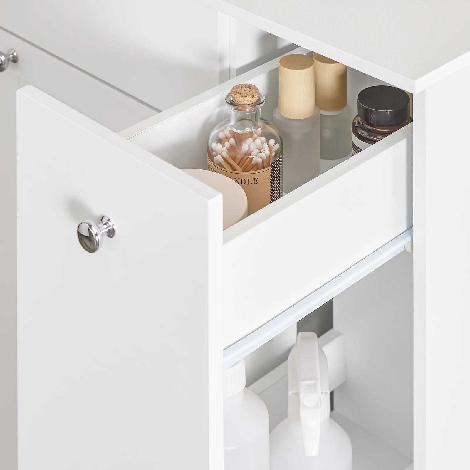 SoBuy BZR214-W Bathroom Cabinet with laundry collector, 1 drawer, 2 baskets & pull-out compartment 78x38x90cm