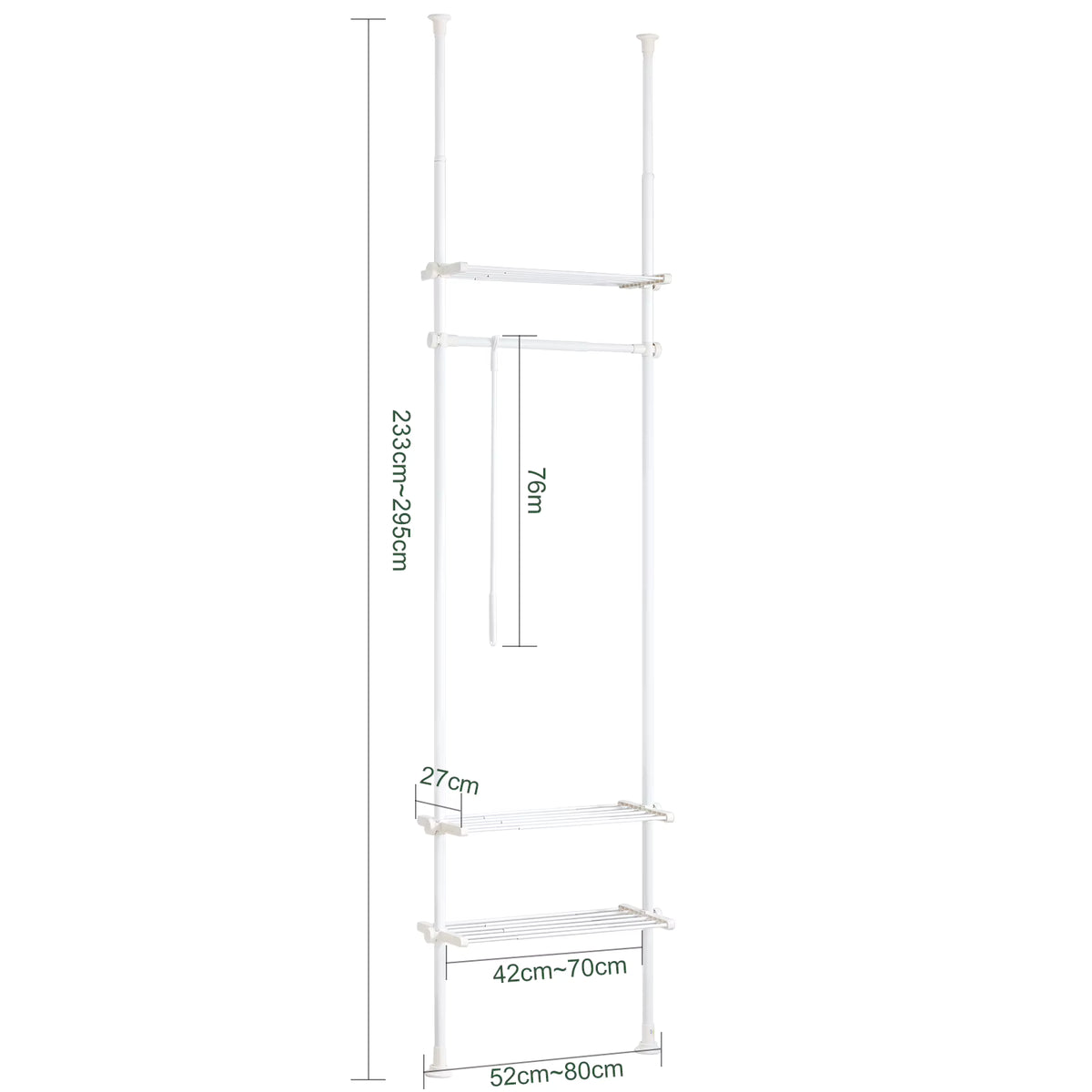 SoBuy KLS07 Telescopic Bar dresses stand with 1 dresses Bar and 3 Stays Telescopic Wardrobe System