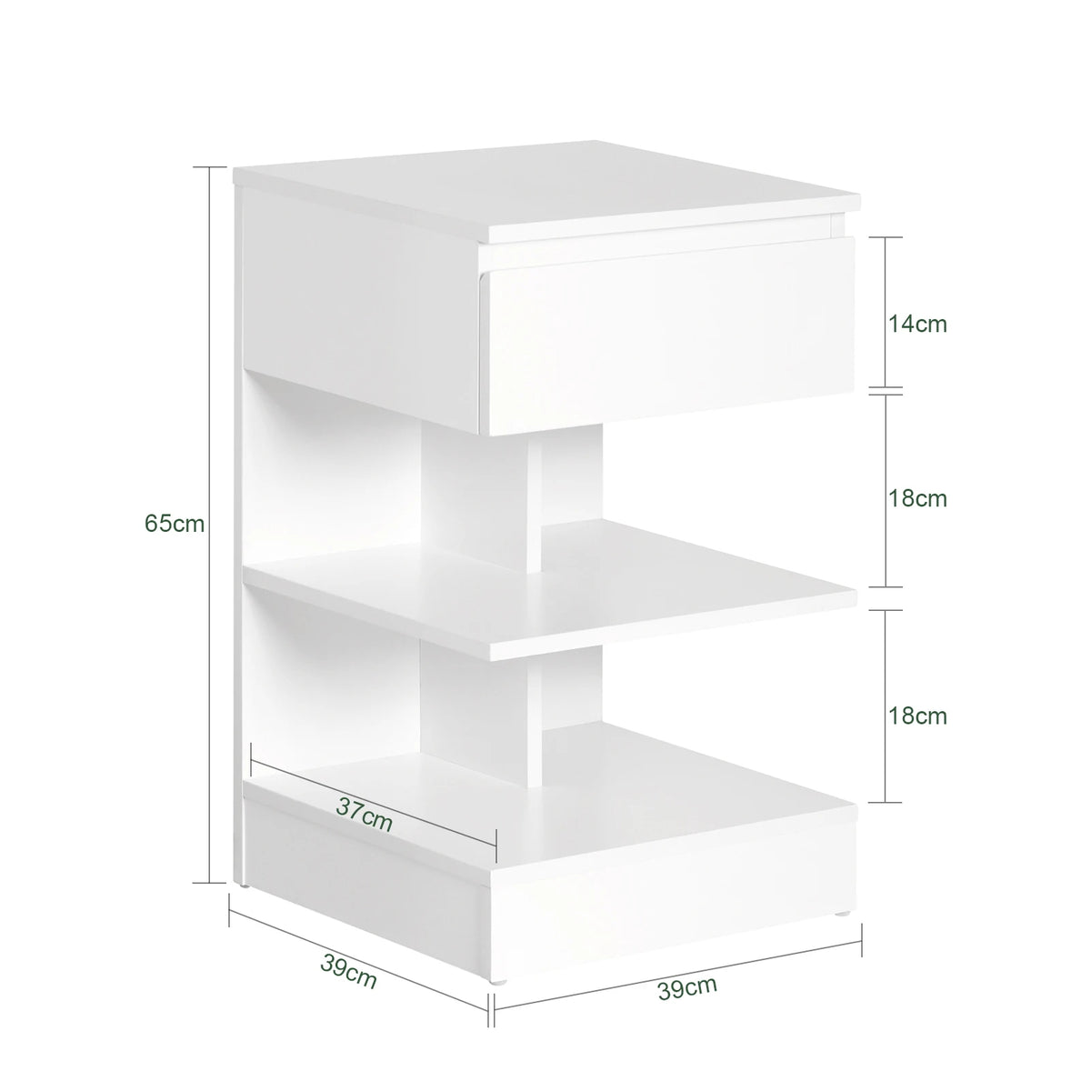 SoBuy FBT49x2 Set of 2 bedside table narrow bedside cabinet with 1 drawer and 2 shelves, Modern side table table 39x39x65CM