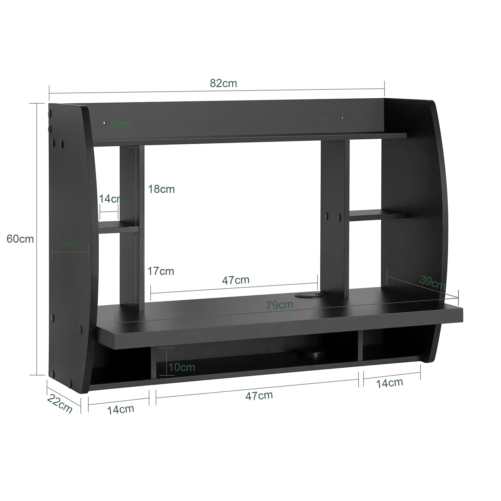 SoBuy FWT18 Wall table in black, closet writing table computer table children's writing table, BHT approx.: 82x60x39cm
