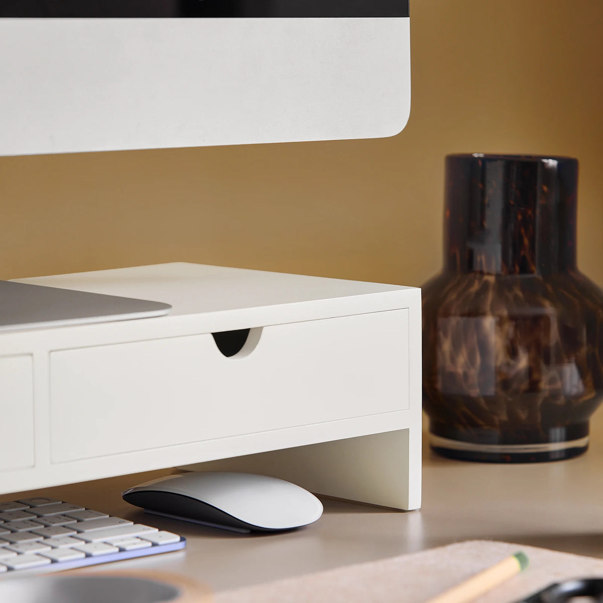 SoBuy BBF02 monitor screen stand monitor increase monitor stand with 2 drawers BHT approx. 47x11x18cm