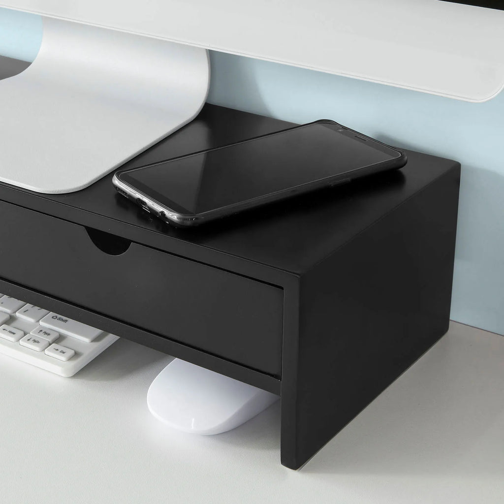 SoBuy BBF02 monitor screen stand, monitor riser with 2 drawers, WDH approx. 47x11x18cm