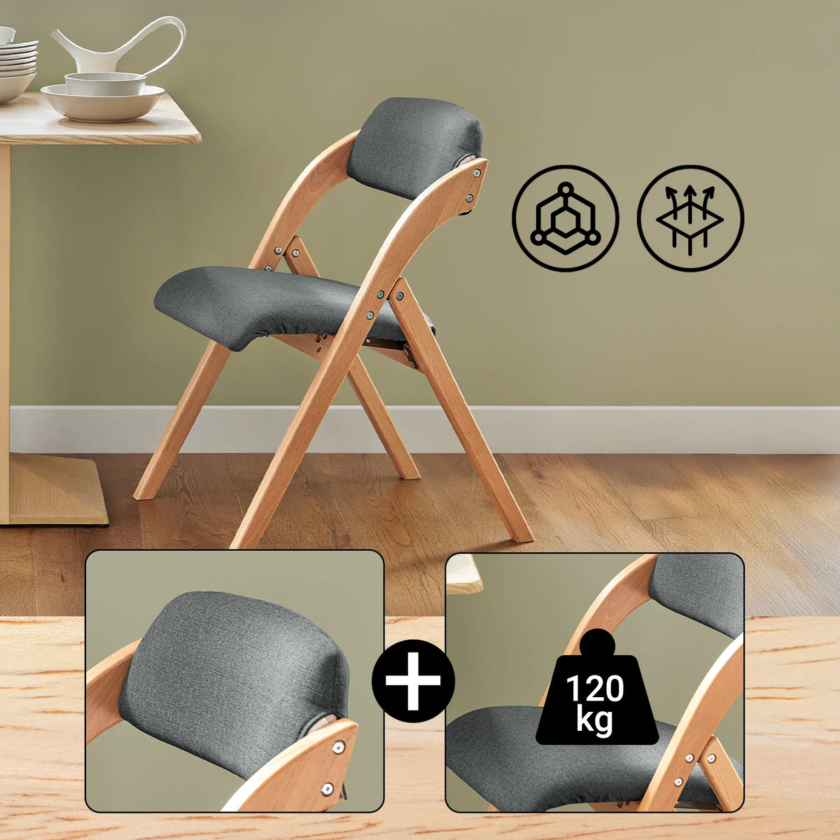 SoBuy FST92 folding chairs kitchen chairs with upholstered seat and backrest seating group Guest chairs