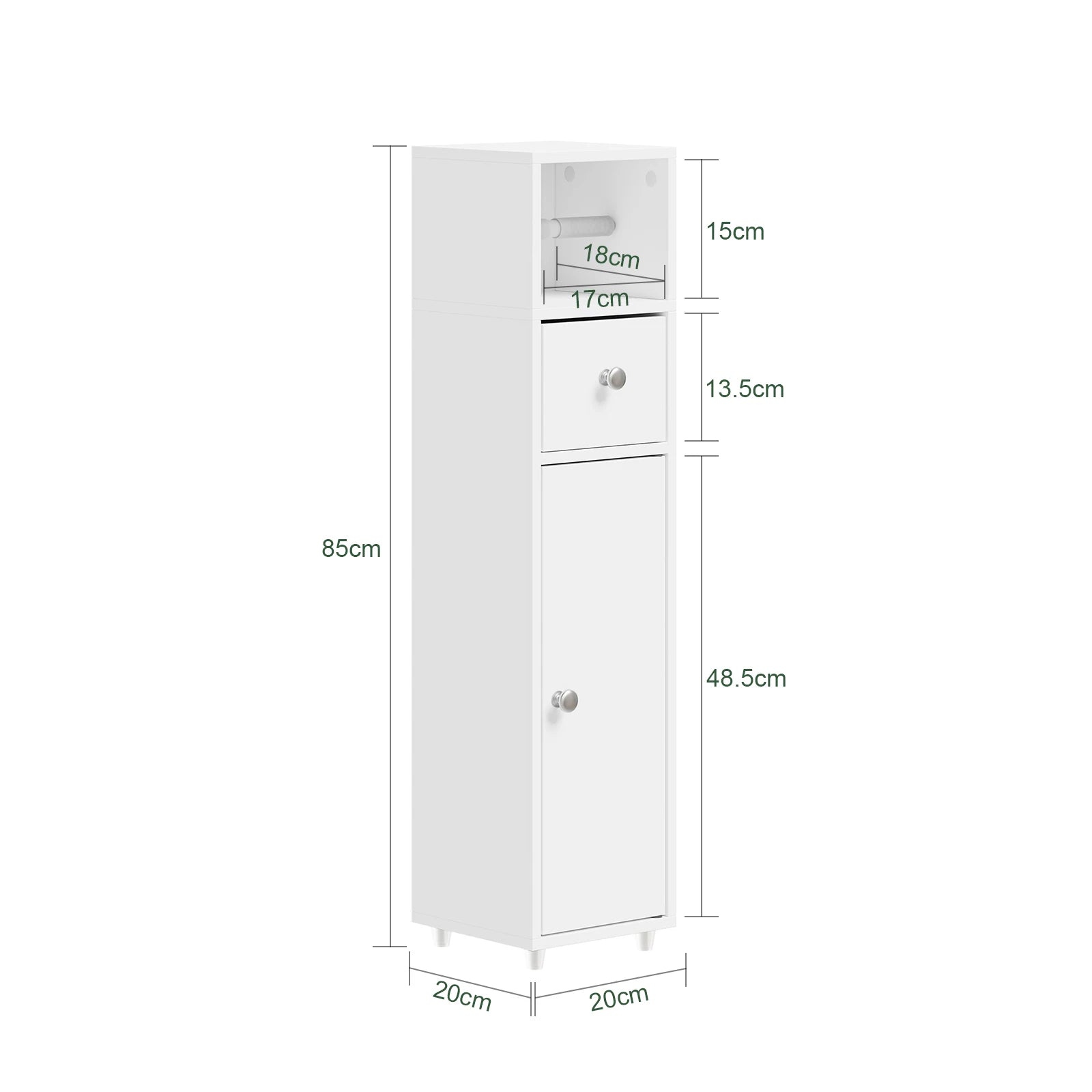 SoBuy BZR219-W Bathroom wardrobe Smalty 20cm Toilet Paper wardrobe Drawer & Paper Roll Holder bathroom Side wardrobe Standing Small Niches Shelf Wc & bathroom White