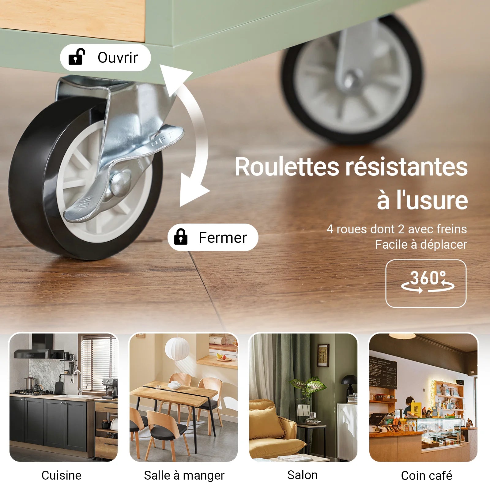 SoBuy FKW114 Kitchen Trolley with Wine Glass Holder and Bottle Holder for Light Mobility Sideboards for kitchen and Dining Room