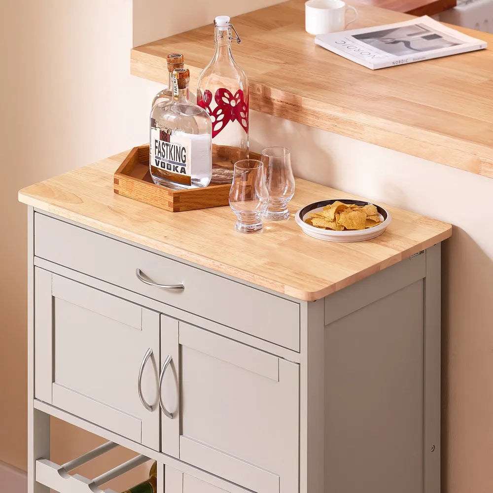 SoBuy FKW45-KA kitchen cart with one drawer, khaki, 67x38x86 cm, modern design