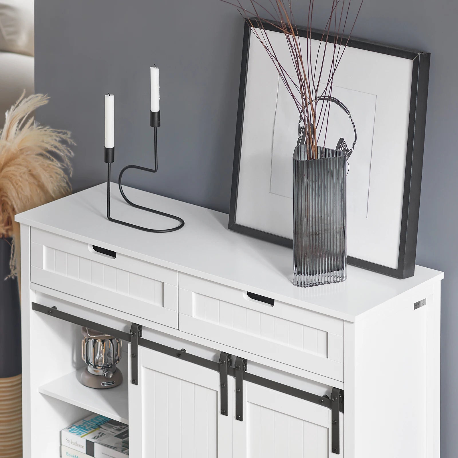 SoBuy FSB74-W kitchen wardrobe sideboard with sliding doors wardrobe buffet storage s wardrobe dresser White BHT approx: 104x93x35cm