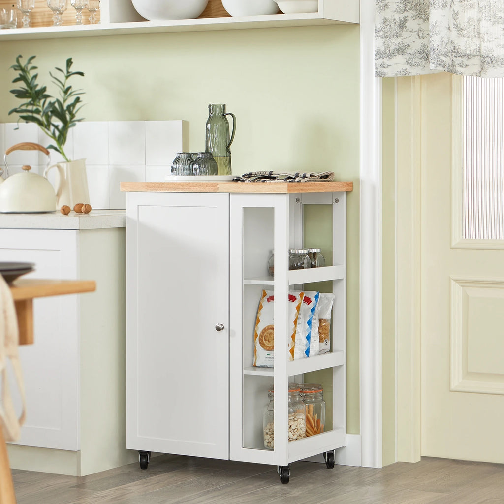 SoBuy FKW75-WN Roller Carts For kitchen living room Dining Room White-Nature