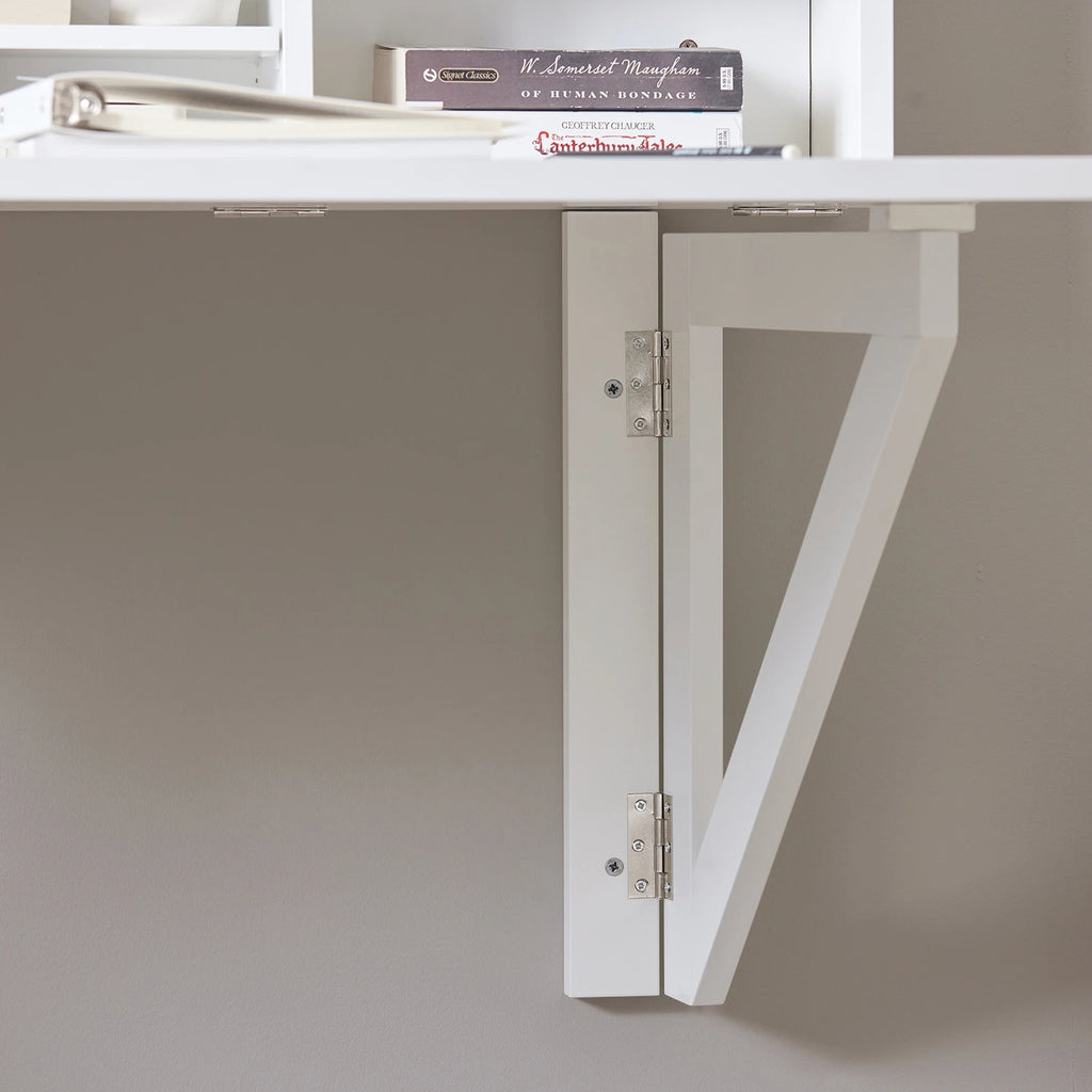 SoBuy FWT07-II-W Wall folding table with integrated shelf wall cabinet kitchen table dining table White BHT approx. 90x78x60cm
