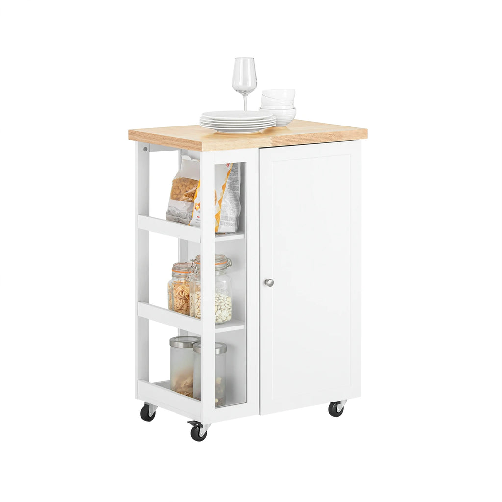 SoBuy FKW75-WN Roller Carts For kitchen living room Dining Room White-Nature