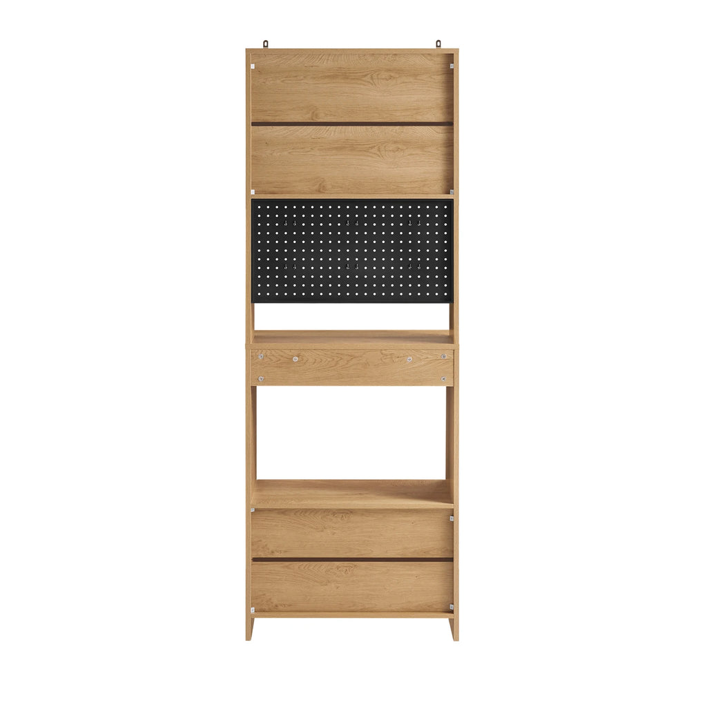 SoBuy FSB98-N Microwave wardrobe with Pegboard High wardrobe Sideboard Kitchen wardrobe with Kitchen Trolley Vintage BHT approx 60x170x40cm