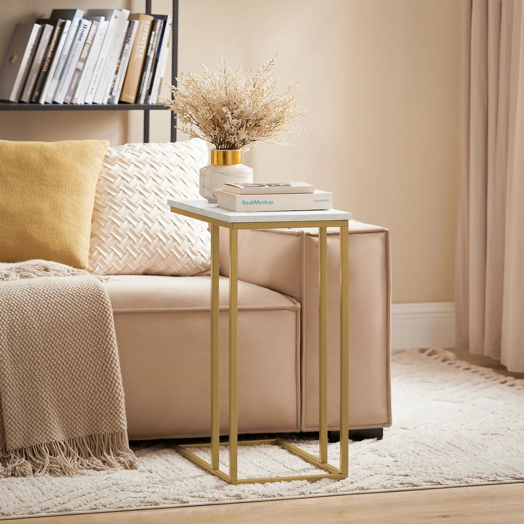 SoBuy FBT87-G side table Sofa table coffee table Laptop table bed table care table with gold BHT approx. 48x62x30cm