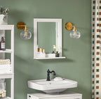 Miroir mural blanc avec tablette