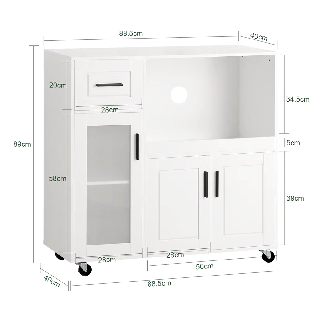 SoBuy FSB78-HG Sideboard on Roller Kitchen Trolley Microwave wardrobe Kitchen wardrobe Trolley kitchen chest of drawers Kitchen Trolley