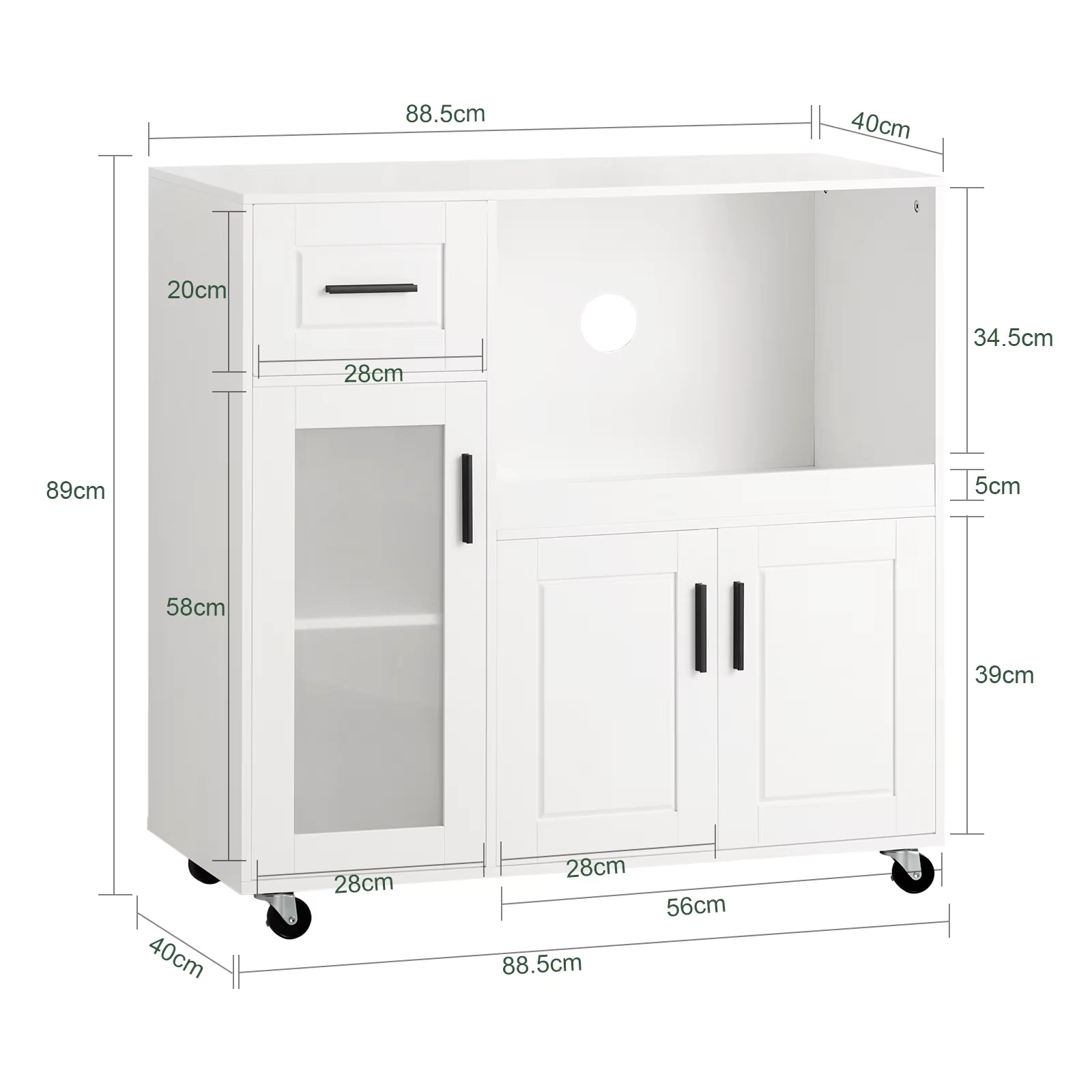 SoBuy FSB78-HG Sideboard on Roller Kitchen Trolley Microwave wardrobe Kitchen wardrobe Trolley kitchen chest of drawers Kitchen Trolley