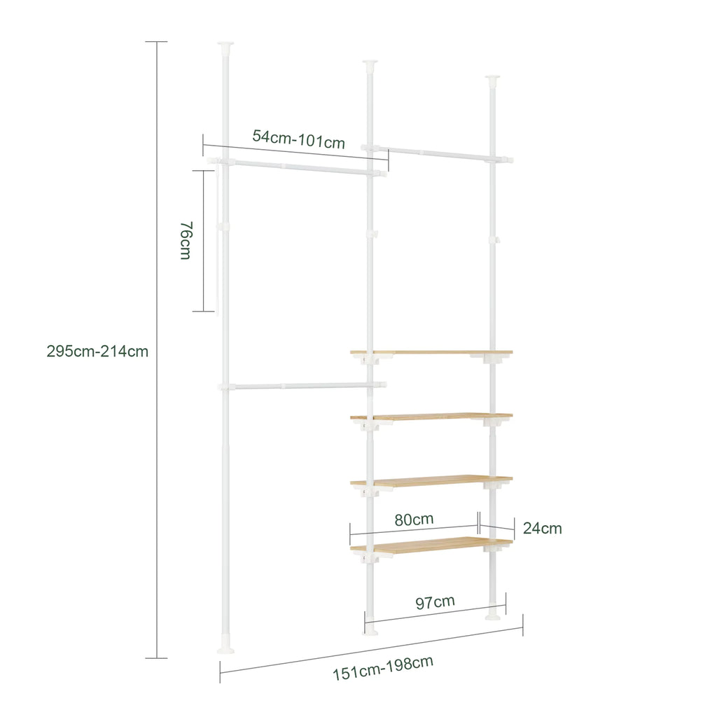 SoBuy KLS17-WN Telescopic dresses stand Heavy Duty with Racks & Cloakroom Racks White Nature