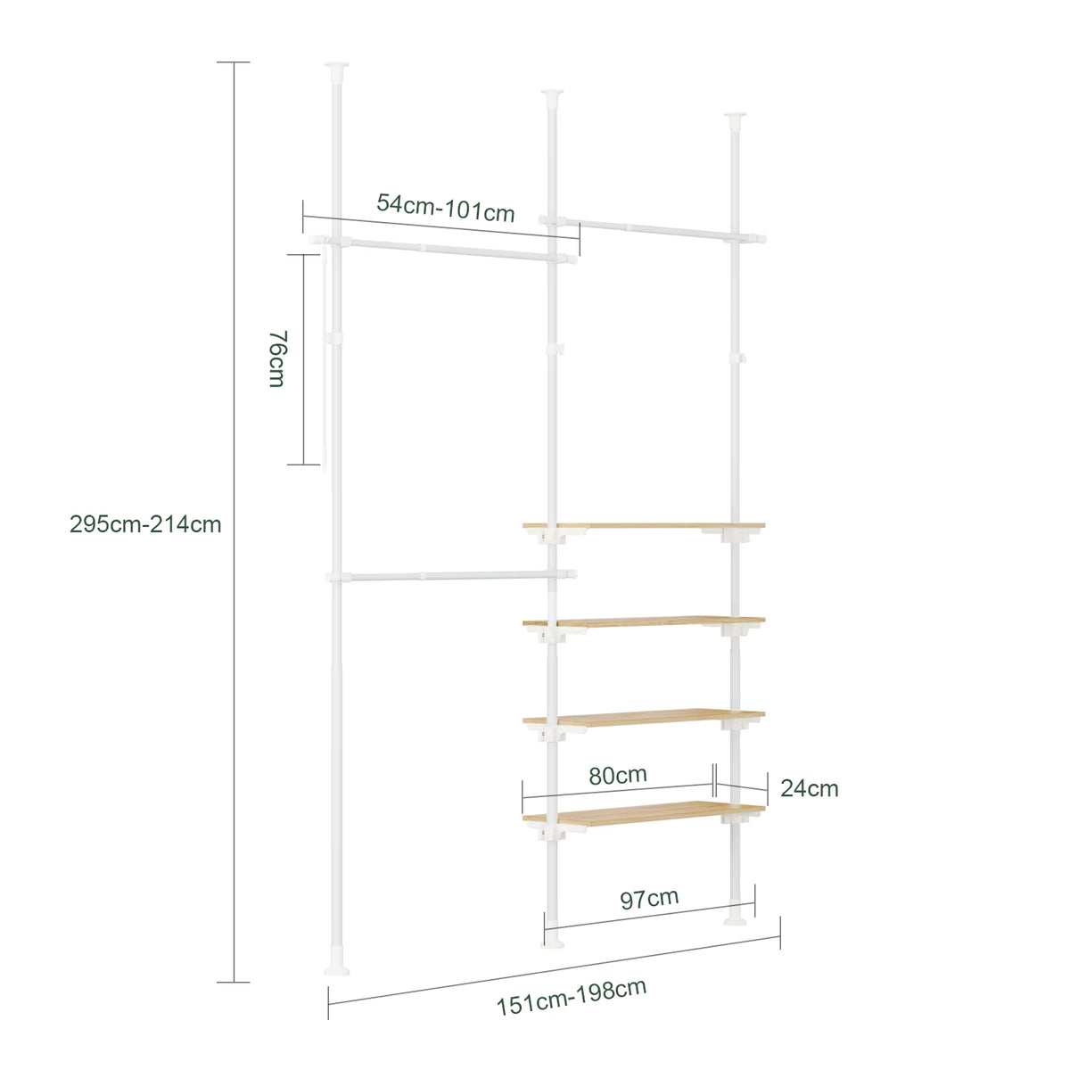 SoBuy KLS17-WN Telescopic dresses stand Heavy Duty with Racks & Cloakroom Racks White Nature