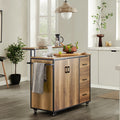 SoBuy KNL02-PF Design Kitchen Carts with Working plate Kitchen Island with Doors and Drawers Sideboard on Rollers Kitchen Trolley
